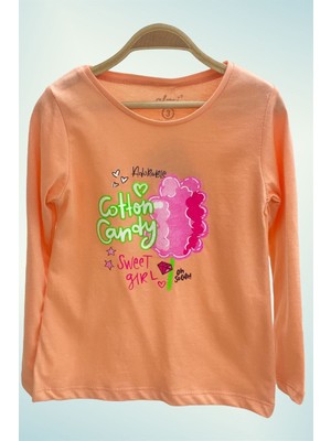 Mojo Bebek Mojo Kız Çocuk Cotton Candy Baskılı Uzun Kol T-Shirt 523007 Turuncu