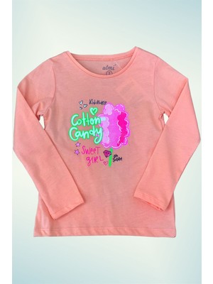 Mojo Bebek Mojo Kız Çocuk Cotton Candy Baskılı Uzun Kol T-Shirt 523007 Turuncu