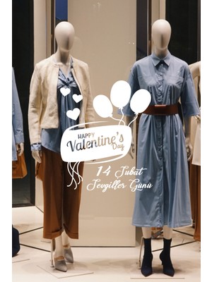 Mıgnatıs Sevgililer Günü Için Uçan Balonlar ve Kalpler 60 cm Sticker