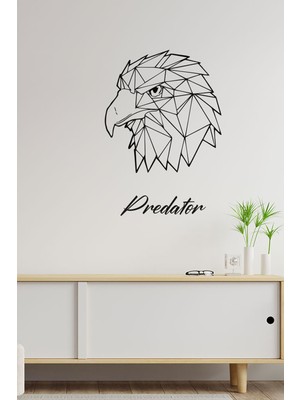 Mıgnatıs Predator Yazısı ve Yırtıcı Kartal Duvar Yazısı Sticker 60X42CM - Siyah