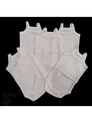 Özdemirli Bebe Ip Askılı Yakası Fistolu (Dantelli) Çıtçıtlı Badi Ekru Renk 5'li Paket 3-48 Ay Arası