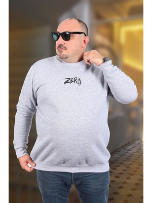 Starbattal Büyük Beden Erkek Sweat Zero 22732 Gri Melanj