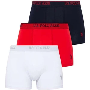 U.S. Polo Assn. Erkek Beyaz - Kırmızı - Lacivert 3'lü Boxer 80097