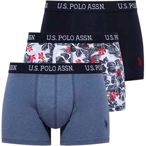 U.S. Polo Assn. Erkek Lacivet - Mavi Melanj - Mavi Baskılı 3'lü Boxer 80447