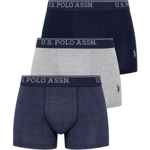 U.S. Polo Assn. Erkek Lacivert - Gri Melanj - İndigo 3'lü Boxer 80263