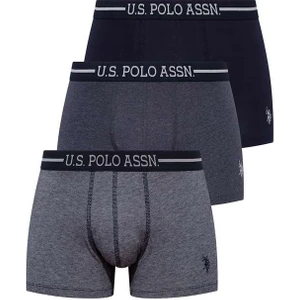 U.S. Polo Assn. Erkek Lacivert - Lacivert Melanj 3'lü Boxer 80306