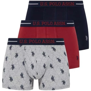 U.S. Polo Assn. Erkek Bordo - Lacivert - Gri Melanj 3'lü Boxer