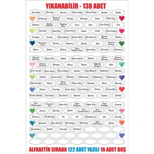 Engin Print 138 Parça Yıkanabilir Plastik Alfabetik Sırada Mutfak Etiketi