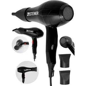 Alman 3600 Watt Profesyonel Saç Kurutma Makinesi Fön Makinesi Ac Motor MS-9001 Siyah + 2 Adet Başlık