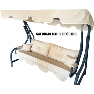 3 Kişilik Lüks Vip Düğmeli Salıncak Minderi Cappuccino Bahçe Minderi