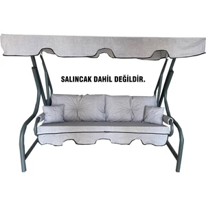 3 Kişilik Lüks Vip Düğmeli Salıncak Minderi Gri Kırçıllı Bahçe Minderi