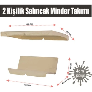 Vip Gölgelikli Salıncak Minder Takımı, Bahçe Salıncak Minderi Krem Renk