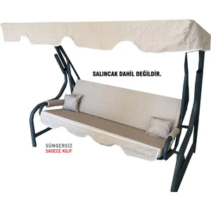 3 Kişilik Salıncak Minder Seti Süngersiz Kılıfı Krem Bahçe Minderi