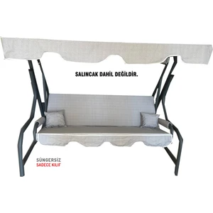3 Kişilik Salıncak Minderi Süngersiz Kılıfı Gri Bahçe Minderi