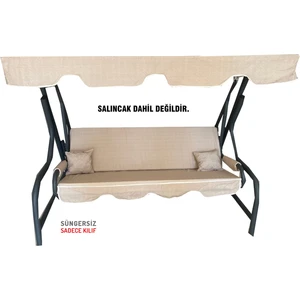 3 Kişilik Salıncak Minderi Süngersiz Kılıfı Krem Bahçe Minderi