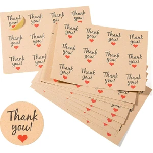 90 Adet Kraft Kalpli Thank You Etiketi