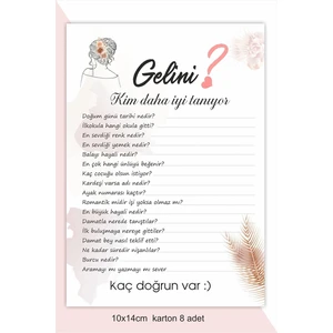 Gelini Kim Daha Iyi Tanıyor? Bekarlığa Veda Soru Kartları 8 Adet 10X14CM