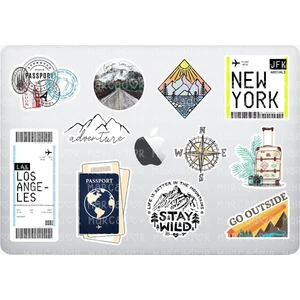 Travel Seyahat Temalı Laptop Notebook Tablet Sticker Seti 16 Parça