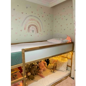Pastel Gökkuşağı ve 100 Kalp Çocuk Odası Duvar Sticker Seti