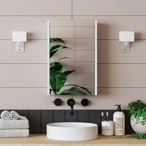 Banos Banyo Roomart Kulpsuz Tek Kapaklı Mat Beyaz 50 cm Aynalı Banyo Üst Dolabı