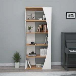 Selge 5 Raflı Dekoratif Modern Tasarım Kitaplık, Atlantik Çam Beyaz - Selge