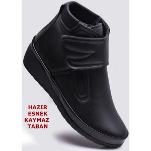 140 Ortopedik Taban Cırtlı Siyah Anne Botu Kadın Bot Postal Çizme