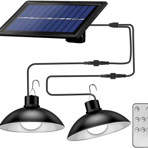 Güneş Enerjili Kumandalı Işığı Kısılabilir Çift Başlıklı Iç Veya Dış Mekan Sarkıt Solar LED Lamba