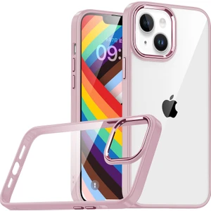 Apple Iphone 14 Plus Kılıf Silikon Kenarlı Arkası Şeffaf Sert Flora Kapak