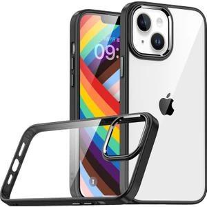 Apple Iphone 14 Plus Kılıf Silikon Kenarlı Arkası Şeffaf Sert Flora Kapak