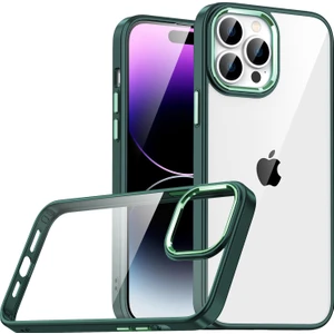 Apple Iphone 14 Pro Kılıf Silikon Kenarlı Arkası Şeffaf Sert Flora Kapak