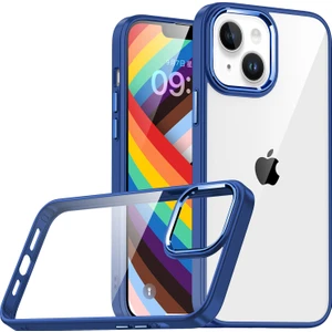 Apple Iphone 14 Plus Kılıf Silikon Kenarlı Arkası Şeffaf Sert Flora Kapak