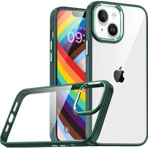 Apple Iphone 14 Plus Kılıf Silikon Kenarlı Arkası Şeffaf Sert Flora Kapak