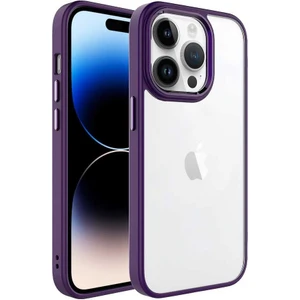 Apple Iphone 14 Pro Max Kılıf Silikon Kenarlı Renkli Sert Krom Kapak