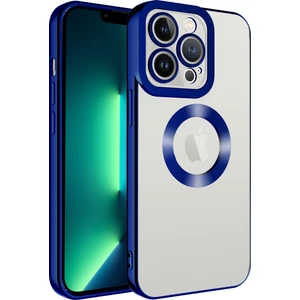 Apple iPhone 13 Pro Max Kılıf Renkli Kenarlı Parlak Logosu Açık Omega Silikon