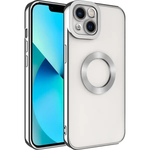 Apple iPhone 14 Plus Kılıf Renkli Kenarlı Parlak Logosu Açık Omega Silikon