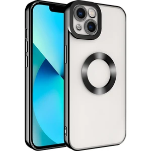 Apple iPhone 14 Plus Kılıf Renkli Kenarlı Parlak Logosu Açık Omega Silikon