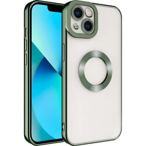 Apple iPhone 14 Kılıf Renkli Kenarlı Parlak Logosu Açık Omega Silikon