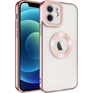 Apple iPhone 12 Kılıf Renkli Kenarlı Parlak Logosu Açık Omega Silikon
