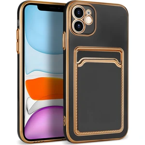Apple iPhone 12 Kılıf Kart Koymalı Parlak Bark Silikon