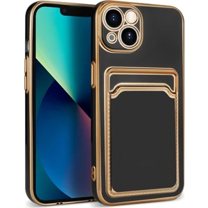 Apple iPhone 13 Kılıf Kart Koymalı Parlak Bark Silikon