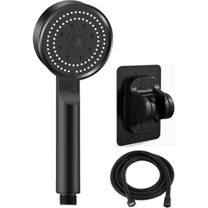 Kitchen Live 5 Fonksiyonlu Yüksek Basınçlı Ayarlanabilir Duş Başlığı 150 Cm Siyah Duş Hortumu ve Mafsal Duş Seti