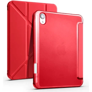 Case 4U Apple iPad Air 4 / 5 10.9 2022 Kılıf Kalem Bölmeli Tri Folding Smart Standlı Pu Deri Arkası Yumuşak Silikon 360 Tam Koruma Kırmızı
