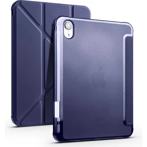 Case 4U Apple iPad Mini 2021 (6.Nesil) Darbe Emici Tri Folding Kalem Bölmeli Standlı Kapaklı Kılıf Lacivert