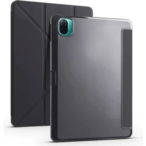 Case 4U Xiaomi Mi Pad 5 Kılıf Kalem Bölmeli Tri Folding Smart Standlı Pu Deri Arkası Yumuşak Silikon 360 Tam Koruma Siyah