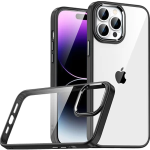 Kny Apple Iphone 14 Pro Max Kılıf Silikon Kenarlı Arkası Şeffaf Sert Flora Kapak