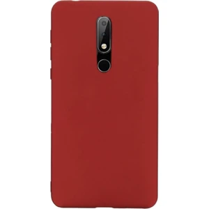 Nokia 7.1 Kılıf Kılıf Premier Silikon Koruma+Nano Glass Kırmızı