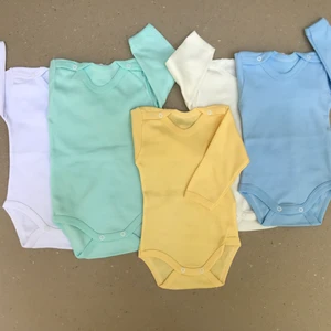 Özdemirli Bebe Uzun Kollu Çıtçıtlı Bebek Badisi Düz Renk Zıbın (5'li Paket) 0-48 Ay Arası