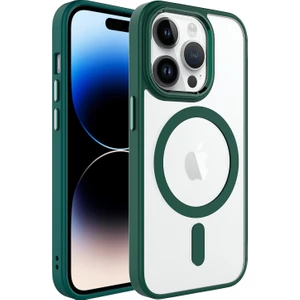 Kny Apple Iphone 14 Pro Max Kılıf Silikon Kenarlı Magsafeli Kamera Korumalı Krom Kapak