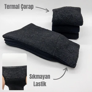 Ciho Socks Premium Termal 6 Çift Kadın Sıkmayan Lastikli Kışlık Çorap