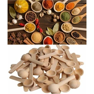 6'lı Ahşap Mini Ölçek Kaşığı Baharat Kaşığı 7 cm